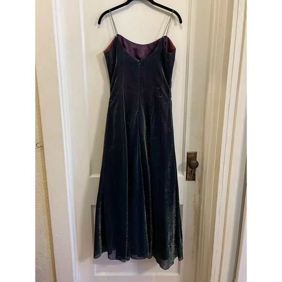 Vintage Scott McClintock Green Purple Y2K Glam Bead Strap Dress Women's Size 10 - Picture 6 of 13